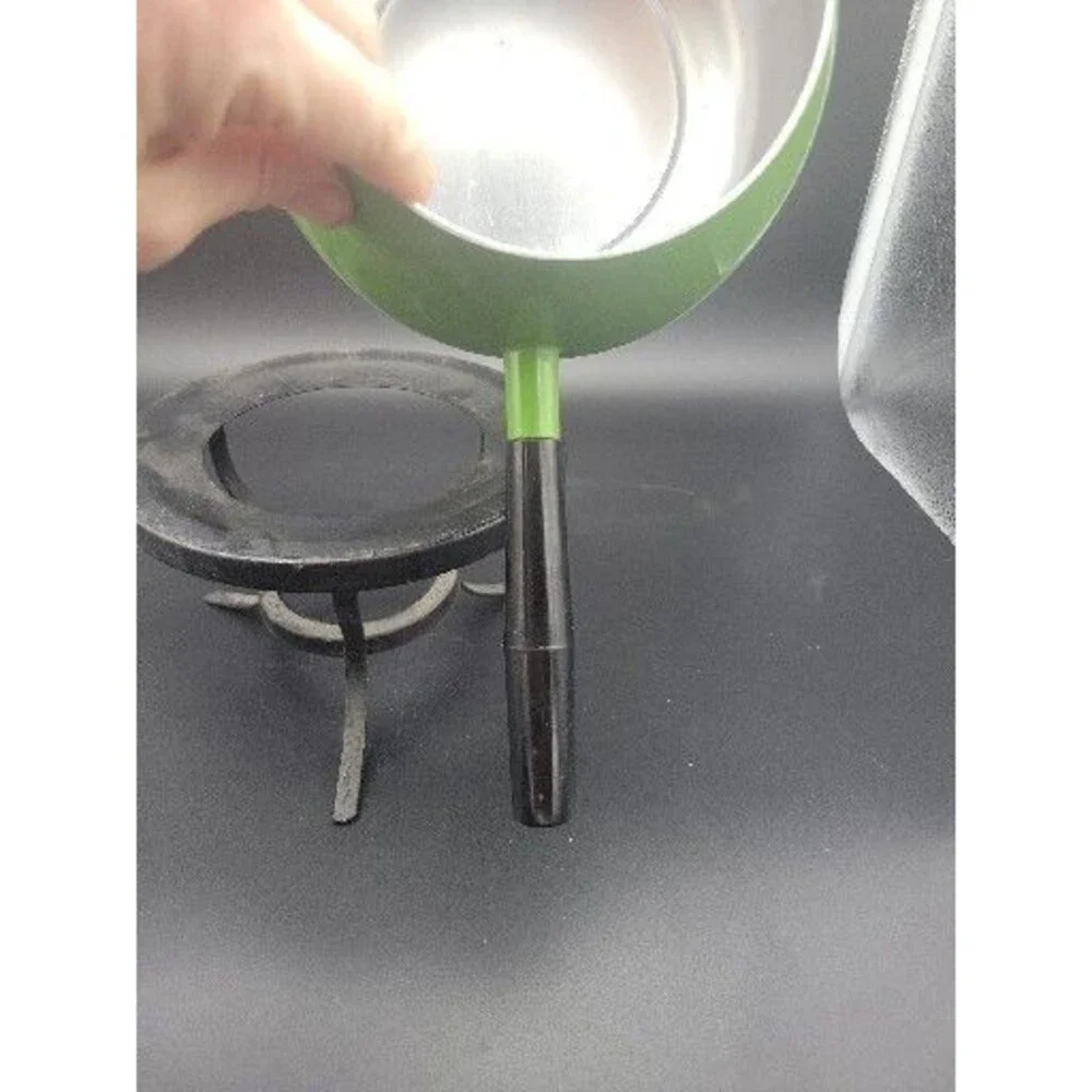 AVOCADO GREEN FONDUE POT W STAND USED LOOK AT THE PICTURES PLEASE